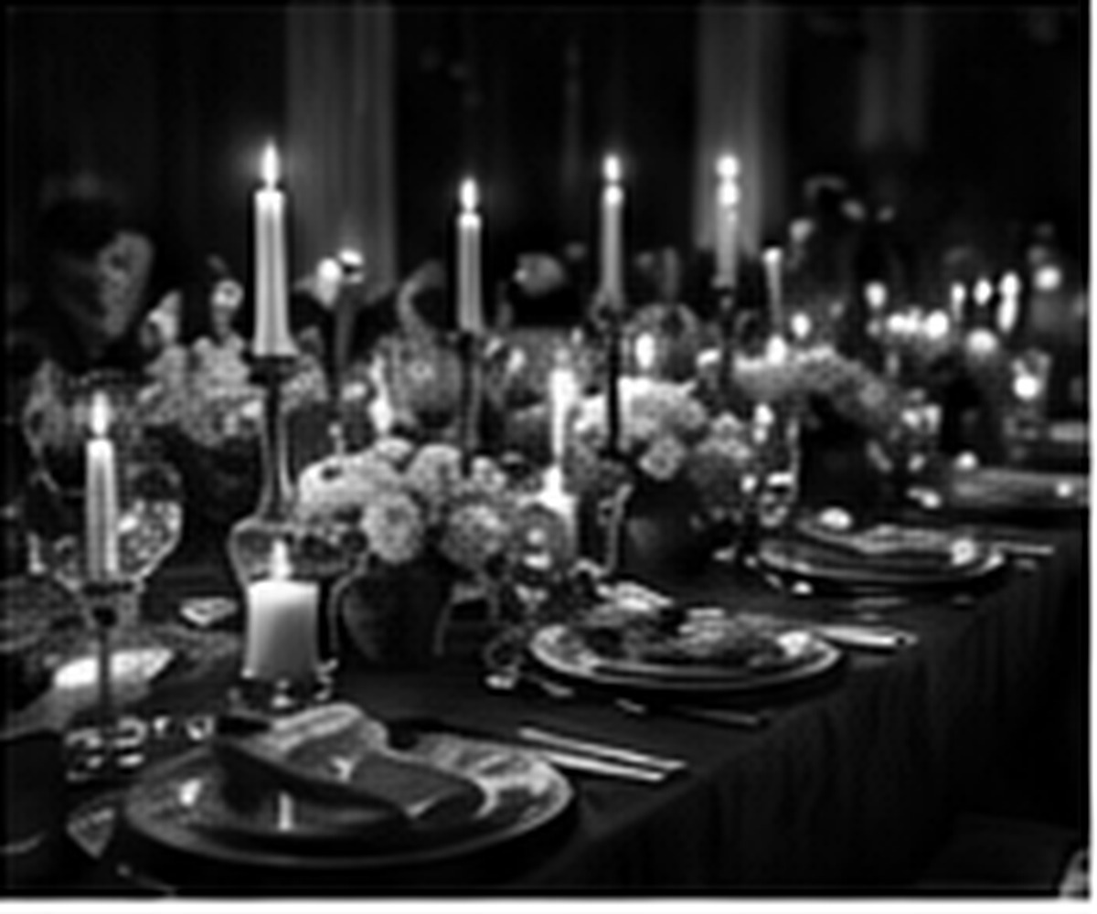Una mesa elegante con luz dramática